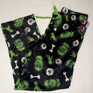 NWT Universal Men's Christmas Minky Fleece Sleep Pajama Pants Frankenstein Sz L